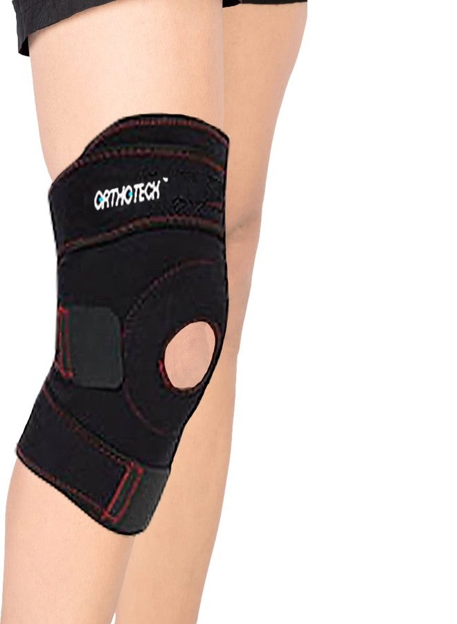 Orthotech Knee Support Open Patella, Breathable Knee Cap Brace for Arthritis, Pain Relief, Sports for Men & Women (Black, Large) - Image 1