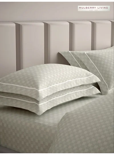 MULBERRY LIVING 100% Cotton - 300Tc Urban Grid Set of 2 Pillow Covers (50X75 Cm) - Ivory
