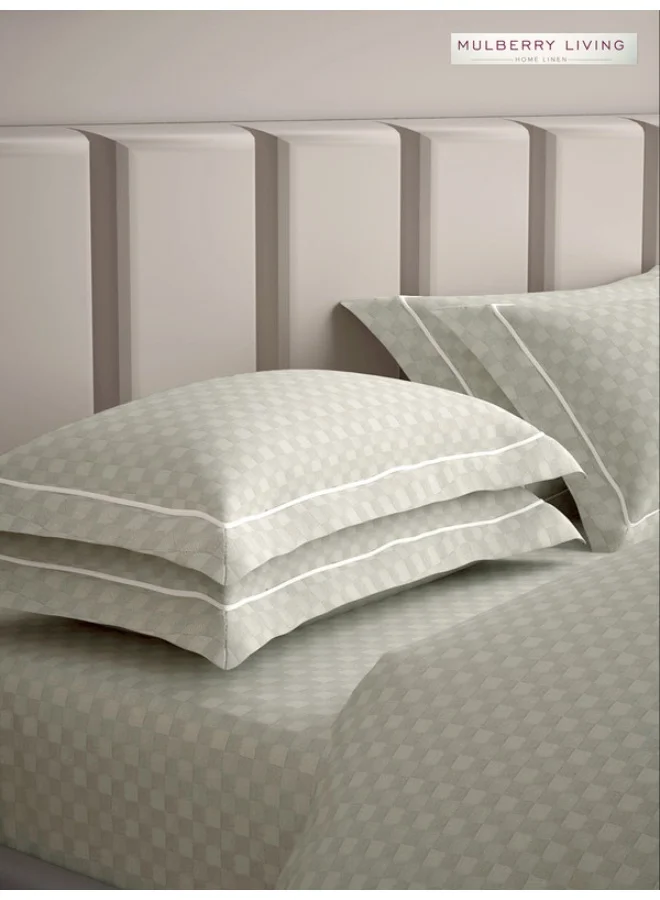 MULBERRY LIVING 100% Cotton - 300Tc Urban Grid Set of 2 Pillow Covers (50X75 Cm) - Ivory