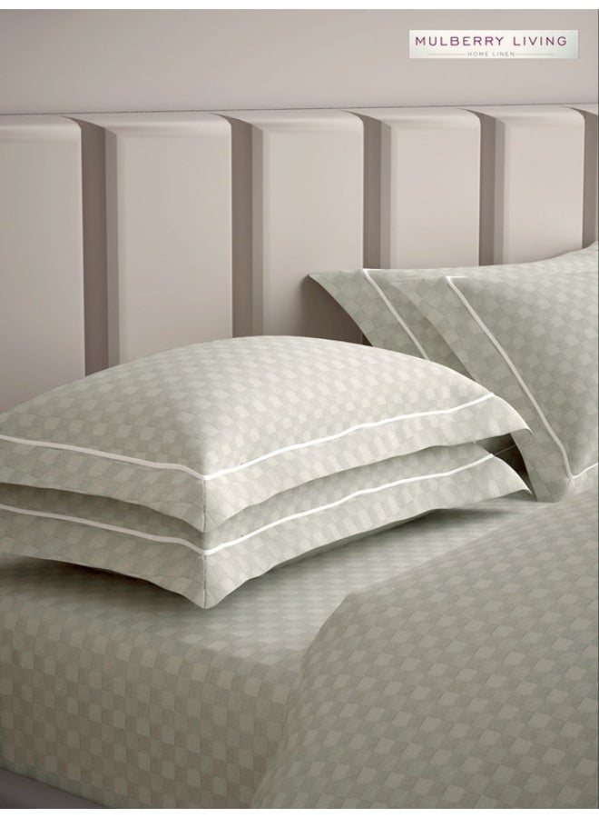 MULBERRY LIVING 100% Cotton - 300Tc Urban Grid Pillow Covers (50X75 Cm) - Ivory  - Image 1