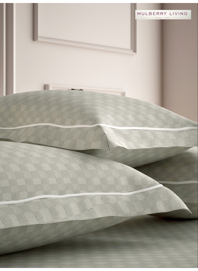 MULBERRY LIVING 100% Cotton - 300Tc Urban Grid Pillow Covers (50X75 Cm) - Ivory  - Image 2