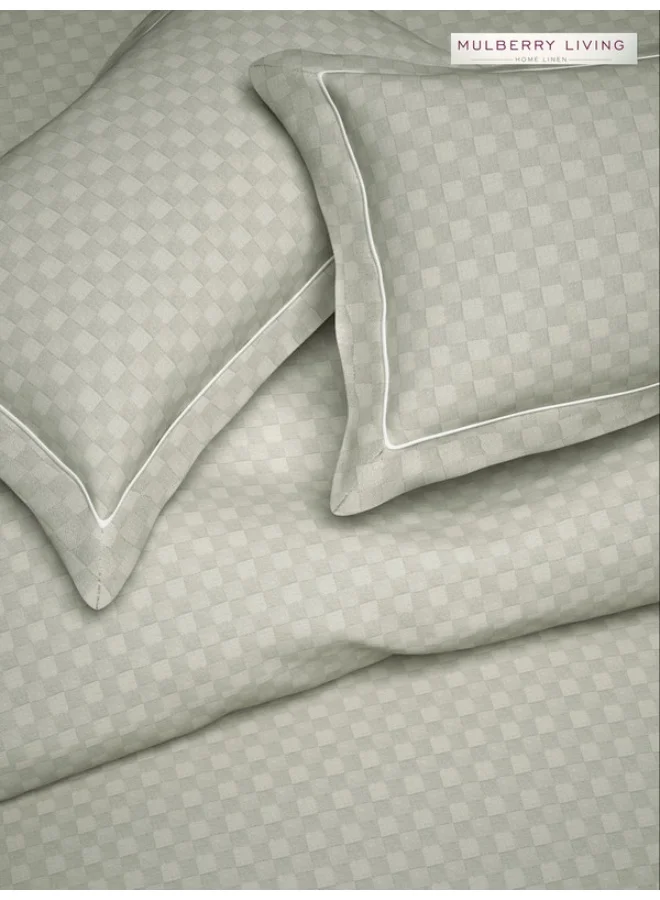 MULBERRY LIVING 100% Cotton - 300Tc Urban Grid Set of 2 Pillow Covers (50X75 Cm) - Ivory