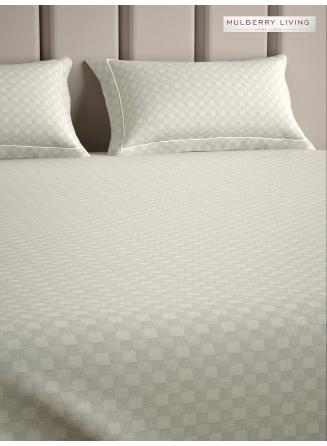 MULBERRY LIVING 100% Cotton - 300Tc Urban Grid Pillow Covers (50X75 Cm) - Ivory  - Image 4