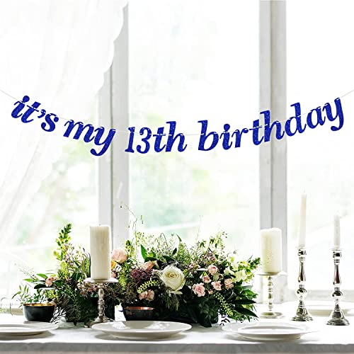 Festiko®Blue Glitter It's My 13th Birthday Banner - Official Teenager Banner - Happy 13th Birthday, Cheers to 13 Years Party Decoration Supplies - Image 4
