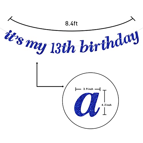 Festiko®Blue Glitter It's My 13th Birthday Banner - Official Teenager Banner - Happy 13th Birthday, Cheers to 13 Years Party Decoration Supplies - Image 2