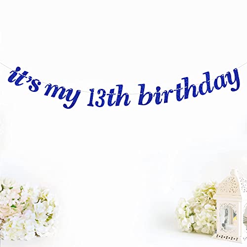 Festiko®Blue Glitter It's My 13th Birthday Banner - Official Teenager Banner - Happy 13th Birthday, Cheers to 13 Years Party Decoration Supplies - Image 3
