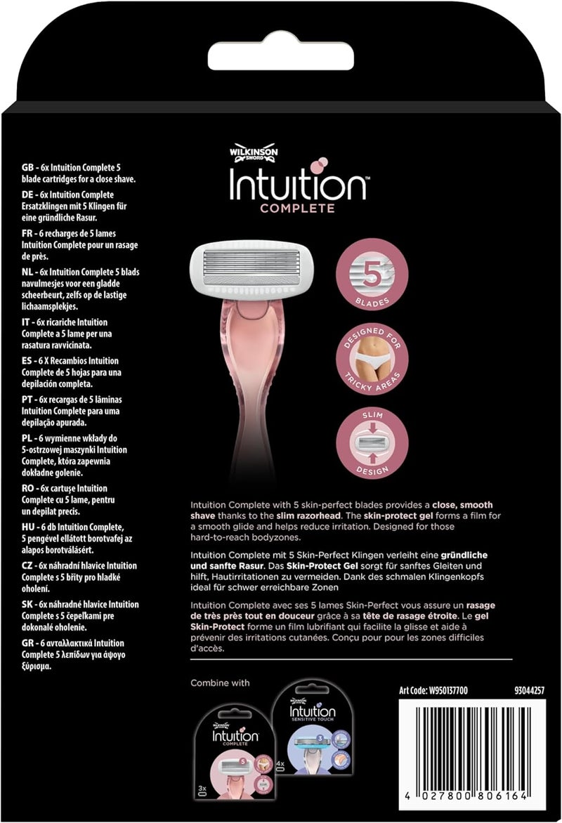 Wilkinson Sword - Intuition Complete Razor and Blades For Women | Pack of 6 Razor Blade Refills and Handle | Skin Protect Gel with Smooth Glide - Image 3