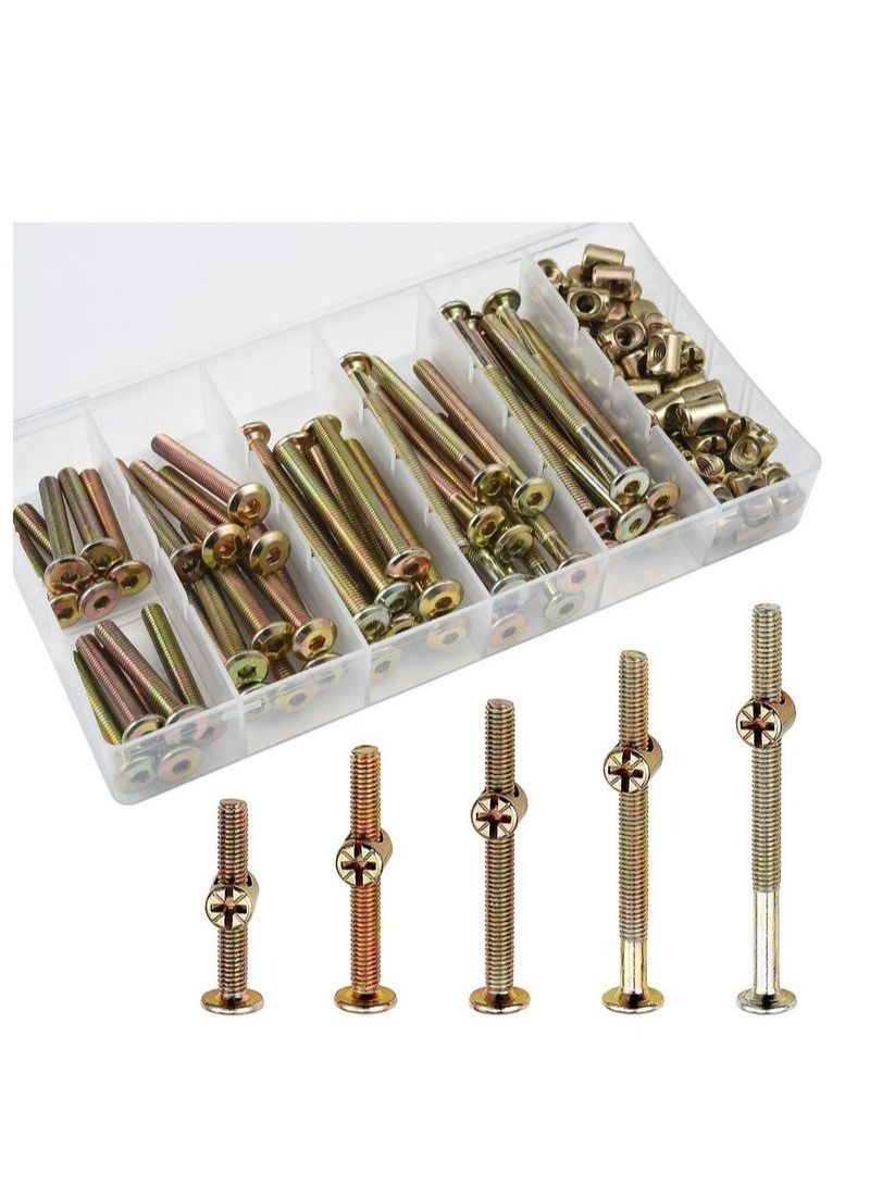 NIBEMINENT 100Pcs M6 Color Zinc Furniture Connecting Screw Hammer Mother  - Image 1