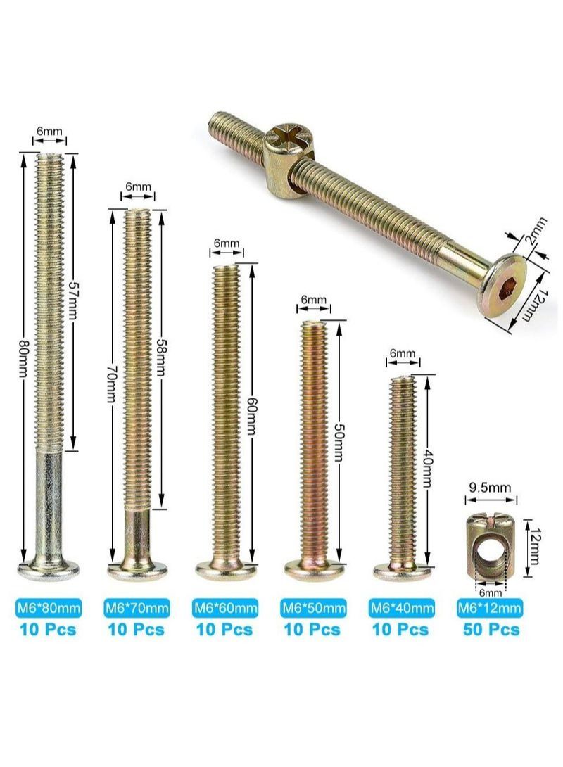 NIBEMINENT 100Pcs M6 Color Zinc Furniture Connecting Screw Hammer Mother  - Image 5