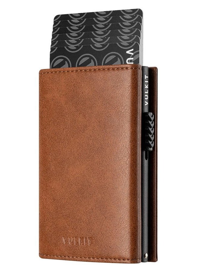 VULKIT Card Holder Wallet with Coin Pocket Magnetic Closure Pop Up Cards With ID Window Leather Wallet for Cash & Credit Cards - Image 1