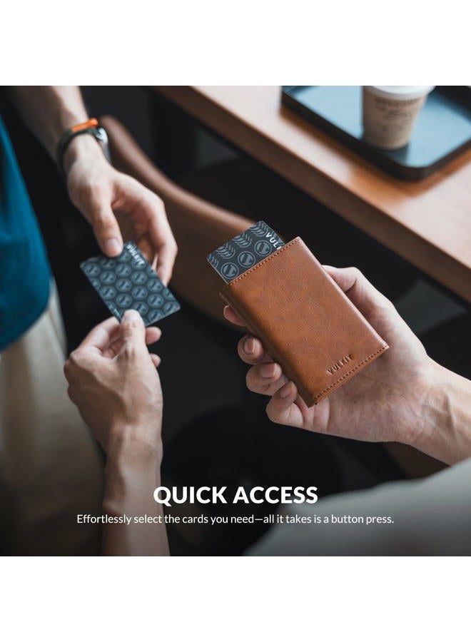 VULKIT Card Holder Wallet with Coin Pocket Magnetic Closure Pop Up Cards With ID Window Leather Wallet for Cash & Credit Cards - Image 3