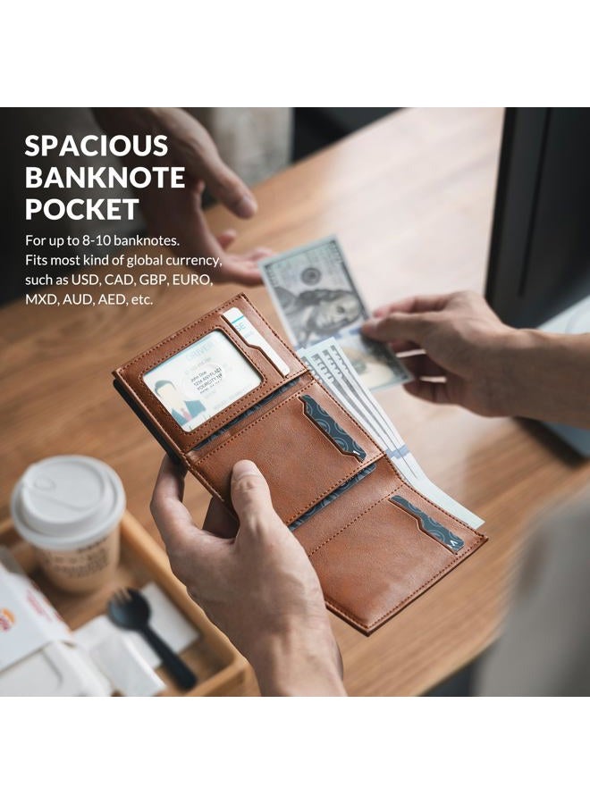 VULKIT Card Holder Wallet with Coin Pocket Magnetic Closure Pop Up Cards With ID Window Leather Wallet for Cash & Credit Cards - Image 4