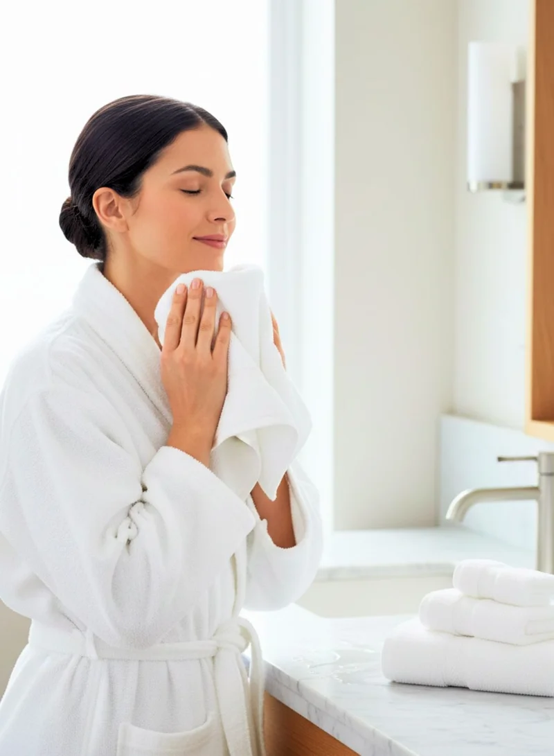 1 تشيس منشفة وجه قطنية فاخرة - مجموعة من 12 منشفة وجه كبيرة للحمام والمنتجع الصحي في الفنادق باللون الأبيض