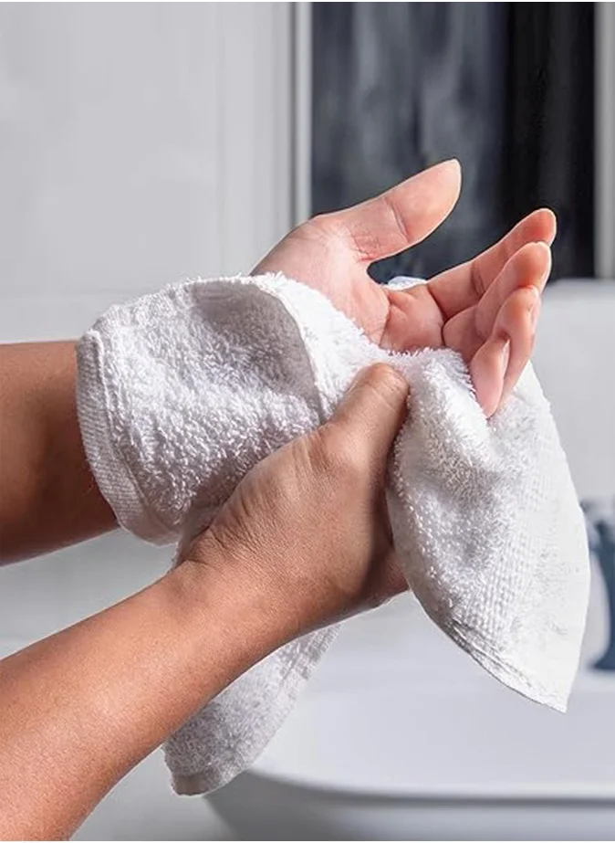 1Chase 12-Piece Premium Hotel Salon Quality Face Towel White 33x33 CM