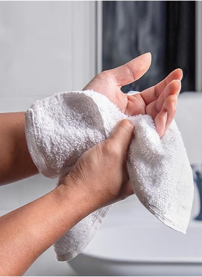 1Chase Luxury Cotton Face Towel - Large Hotel Spa Bathroom Face Towel Set of 12 White  - Image 4