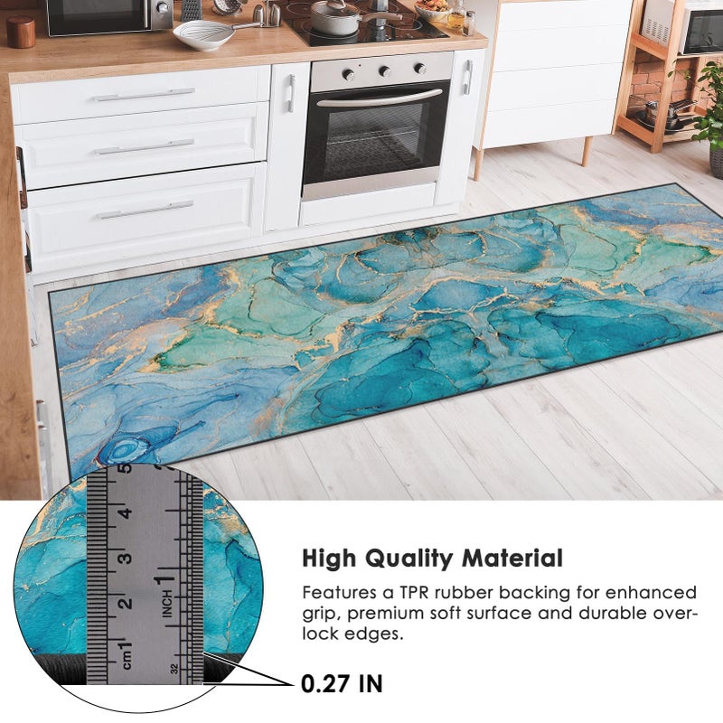 Bribay Runner Rug, Washable and Non-Slip 2'x6' Painting Marble Ocean Ombre Sea Space Hallway Kitchen Area Rug, Indoor Entryway Door Mat, Floor Mat Carpet for Bedroom, Bathroom, Laundry, Living Room - Image 3