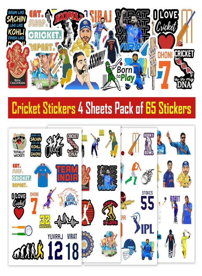 Wonder Hub Sports Car F1 Racing Stickers Vinyl for Laptop,Phone Cover, Guitar, Journal,Diary Multi-Color Waterproof Sticker Set of 61 Sticker (Cricket Stickers) - Image 3
