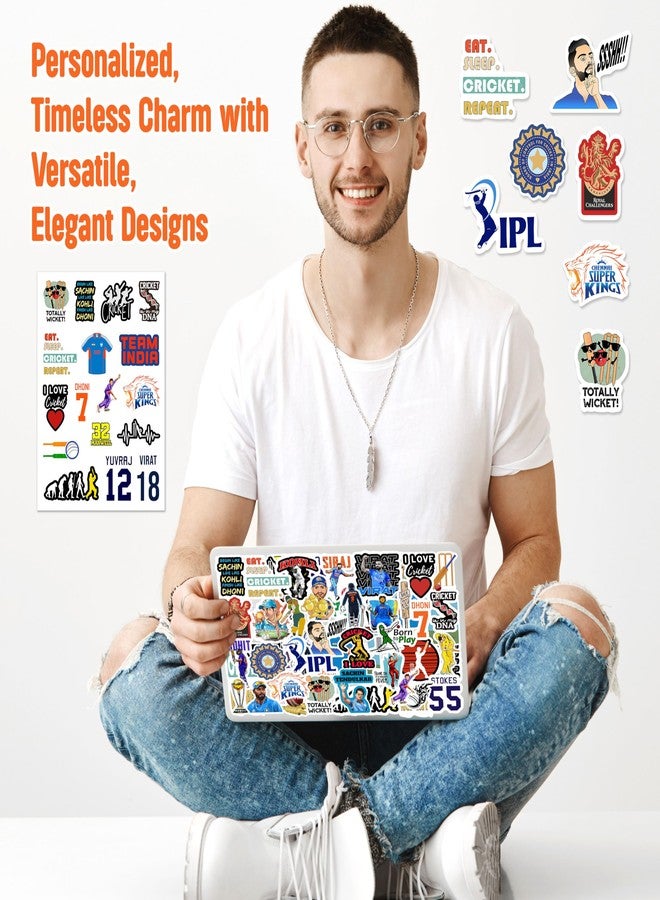 Wonder Hub Sports Car F1 Racing Stickers Vinyl for Laptop,Phone Cover, Guitar, Journal,Diary Multi-Color Waterproof Sticker Set of 61 Sticker (Cricket Stickers) - Image 5