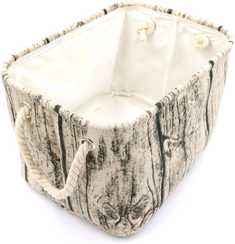 Jacone Stylish Tree Stump Design Rectangular Storage Baskets Durable Fabric Washable Storage Bins Organizers with Rope Handles, Decorative and Convenient for Kids Rooms - Set of 3 - Image 3