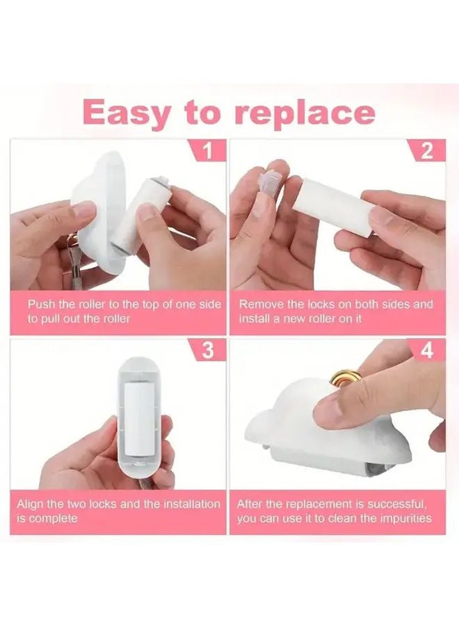 White Compact Travel Lint Remover 150 Replaceable Sheets Portable Reusable Pet Hair Clothes Fabric - Image 5