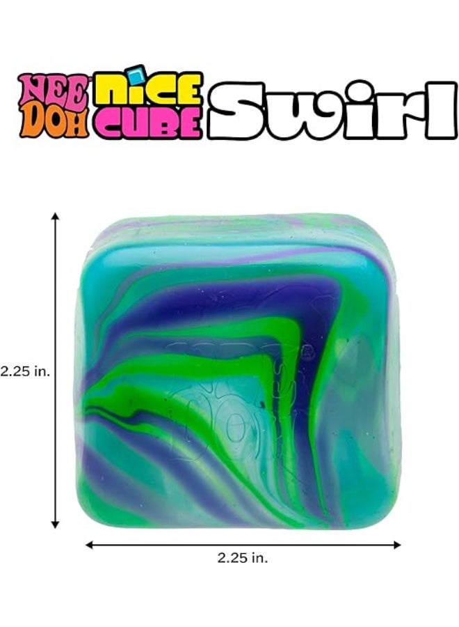 NeeDoh Nice Cube Swirl - Sensory Toy with a Super Solid Squish - Unique, Swirling Color Blend - Ages 3 and Up (Green) - Image 3