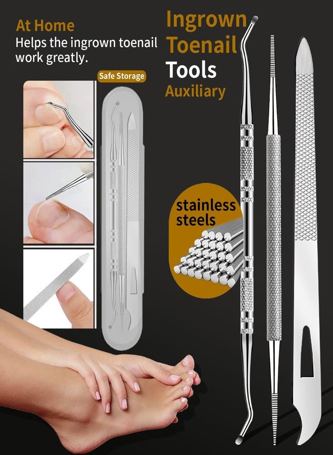 EBEWANLI Ingrown Toenail Tool, 6 PCS Stainless Steel Pedicure Tool, Straight Edge and Curved Slanted Nail Clippers Cutters for Ingrown Toenail Correction Removal Kit at Home for Seniors, Men, Women - Image 4