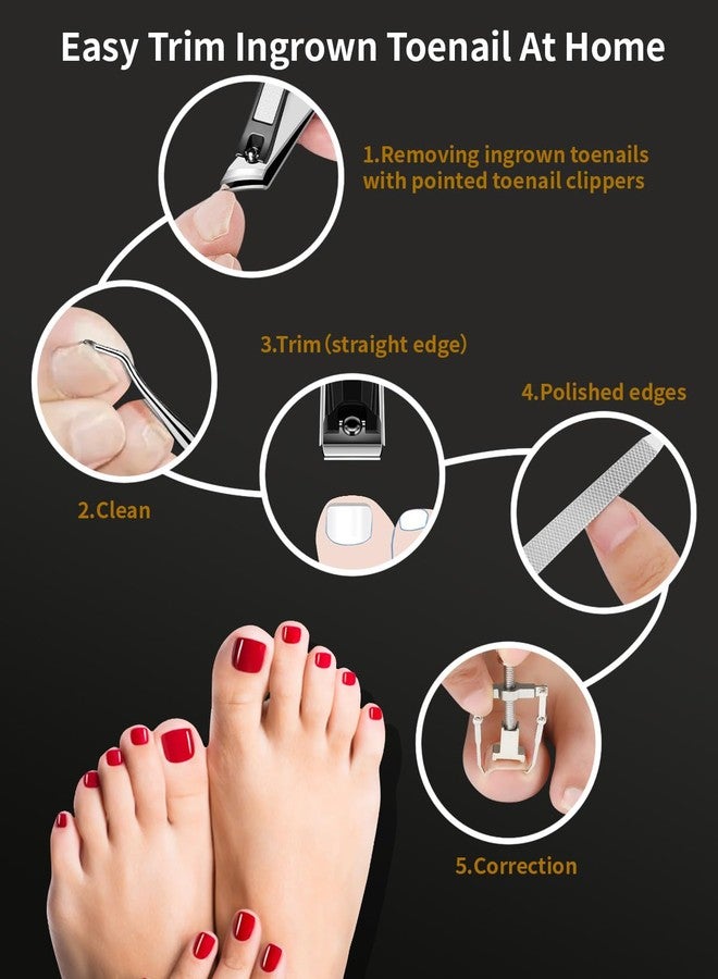 EBEWANLI Ingrown Toenail Tool, 6 PCS Stainless Steel Pedicure Tool, Straight Edge and Curved Slanted Nail Clippers Cutters for Ingrown Toenail Correction Removal Kit at Home for Seniors, Men, Women - Image 2