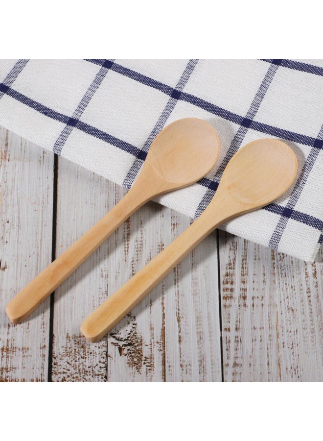 Mini Wooden Spoons Unpainted Lotus Wood Spoons Text Logo Engraving Honey Jam Dinnerware Activity Gifts-Color:No. 2 Lotus Wood Unpainted Middle Circle: 15 * 3.6cm  - Image 4
