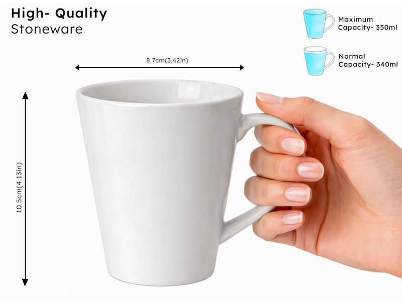 Bodhi House 'Kawaii' Large Coffee Mug Set of 2, Stoneware Tea Cup, Microwave Safe Milk Cup, Glossy Finish, Ideal for Daily use, Casual Gatherings and Gifting, White, 350 Ml - Image 3