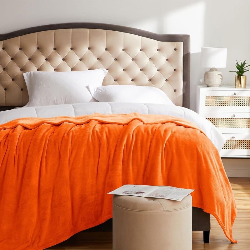 KMUSET Fall Throw Blanket Orange Fleece Throw 50 X 60 inches - Super Soft Cozy Lightweight for Sofa, Bed - Image 5