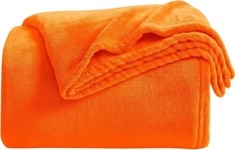 KMUSET Fall Throw Blanket Orange Fleece Throw 50 X 60 inches - Super Soft Cozy Lightweight for Sofa, Bed - Image 2