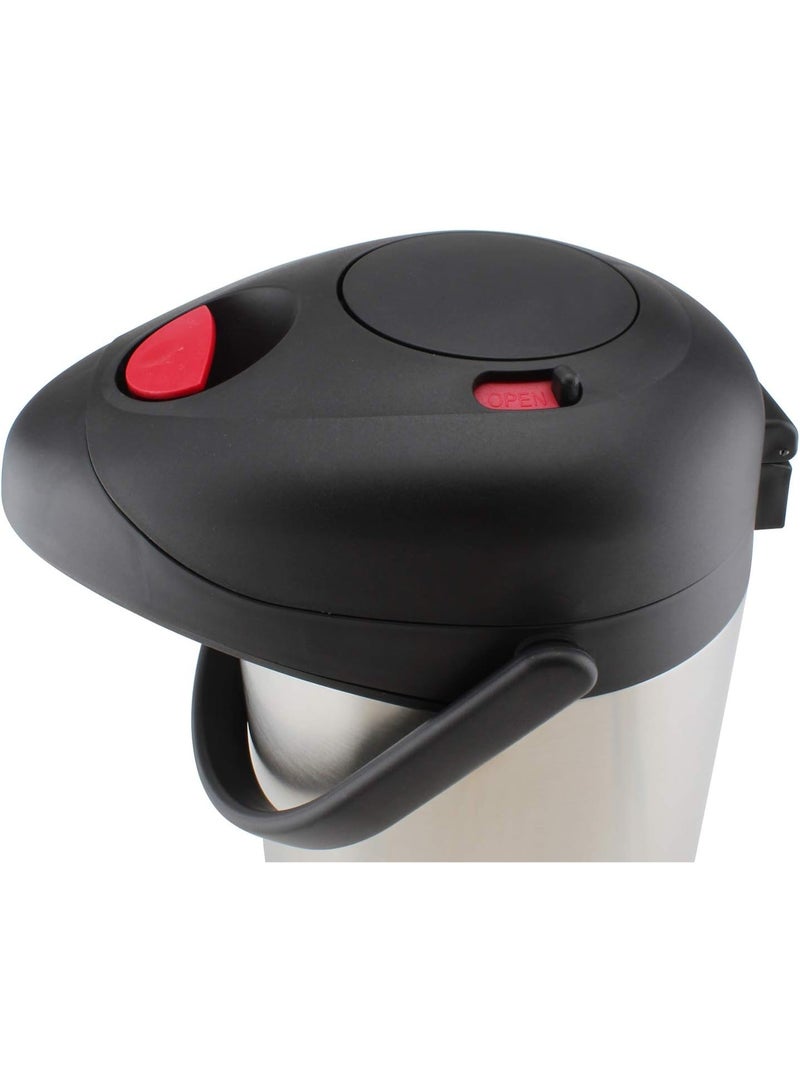 Nessan Insulated Pump Flask 350ml, Silver | Thermal Vacuum Flask for Hot & Cold Beverages - Image 3