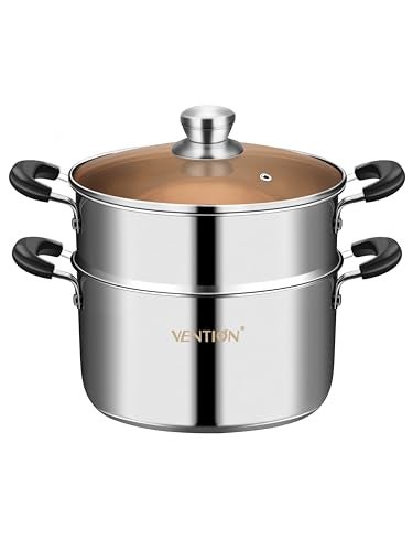 VENTION 79 Inch Small Vegetable Steamer for Cooking Stainless Steel Couscoussier 36 QT 2 Tier Induction Small Steam Pot for Broccoli 20cm Couscous Steamer Pan - Image 1