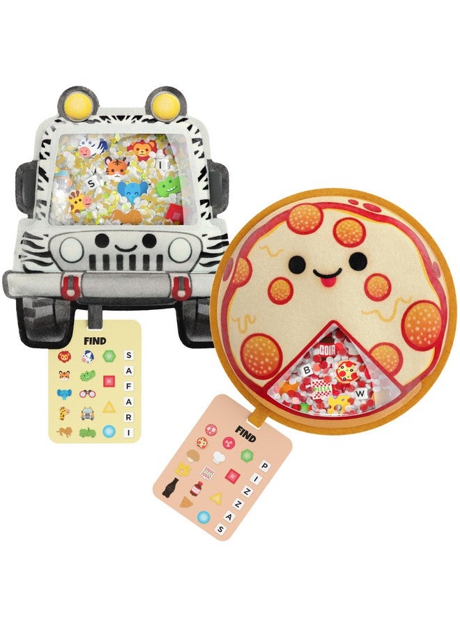 Vango BIZYBOO - The Original Seek & Find Plush - Hidden Object Search Problem Solving Educational Matching Game for Kids 2 and Up - 2 Pack (Cruz & Papa Pizza) - Image 1