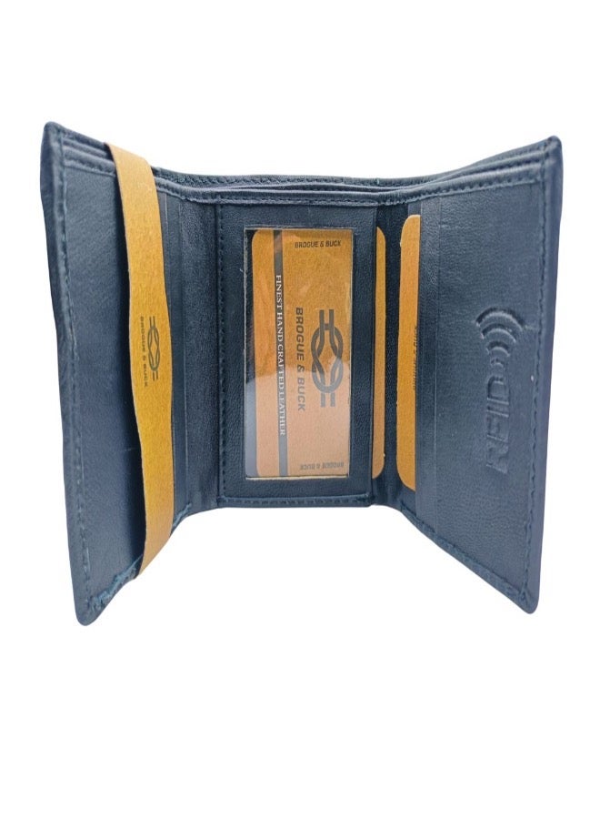 Brogue & Buck Genuine Leather RFID Wallet for Men – Black Tri-fold with Multiple Card Slots – Box Included - Image 2