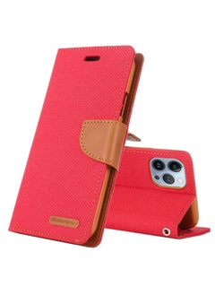 Case Cover For iPhone 14 Pro Max GOOSPERY CANVAS DIARY Canvas Texture Flip Leather Phone Case Red