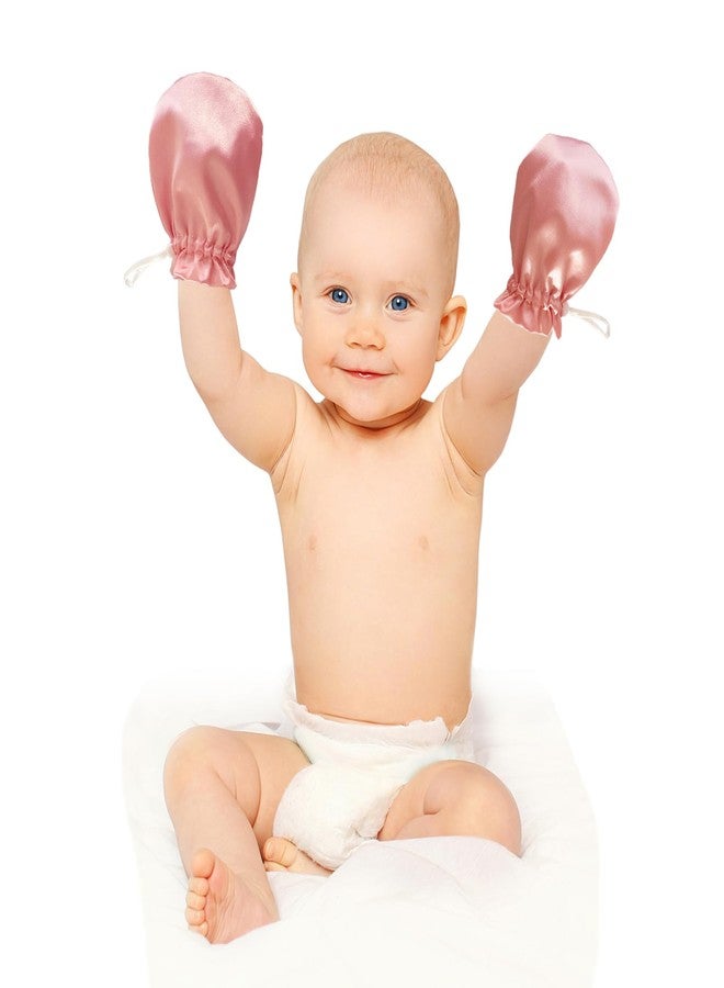 Heyshapeing 1 Pair Satin Eczema Gloves for Babies Kids Eczema Mittens Anti Scratch Eczema Relief Hand Gloves Adjustable (Pink) - Image 1