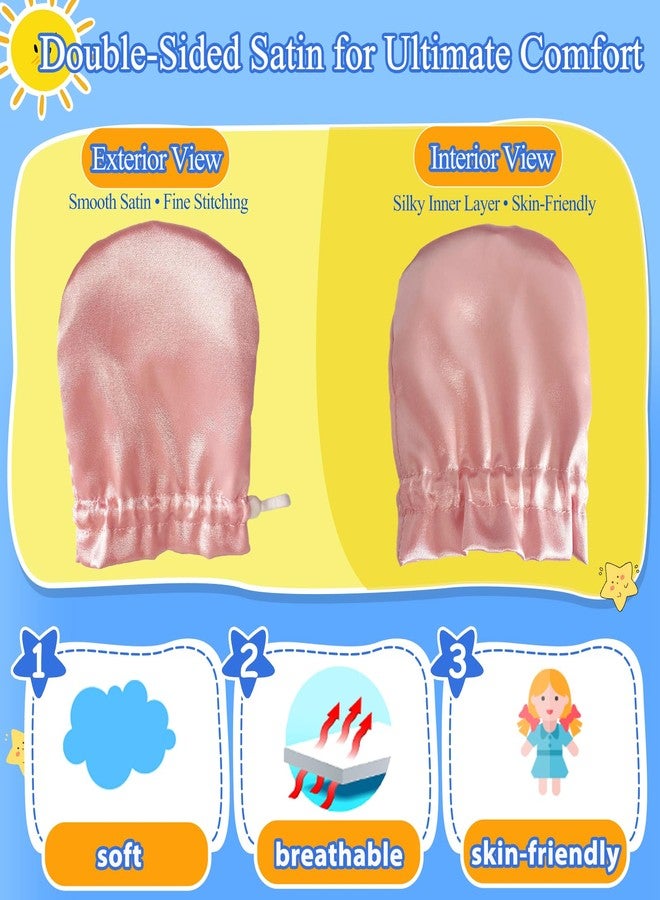 Heyshapeing 1 Pair Satin Eczema Gloves for Babies Kids Eczema Mittens Anti Scratch Eczema Relief Hand Gloves Adjustable (Pink) - Image 2
