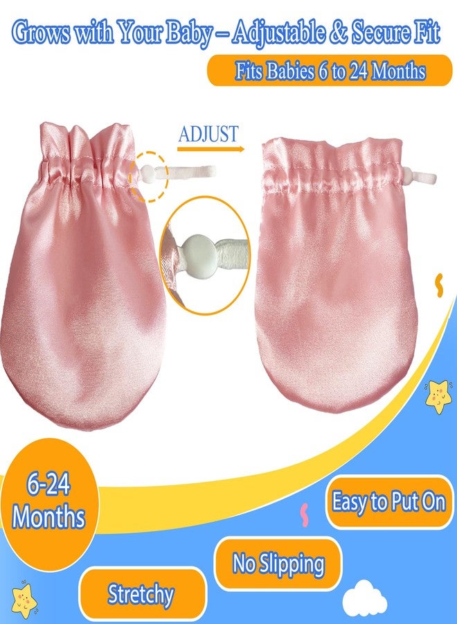 Heyshapeing 1 Pair Satin Eczema Gloves for Babies Kids Eczema Mittens Anti Scratch Eczema Relief Hand Gloves Adjustable (Pink) - Image 5