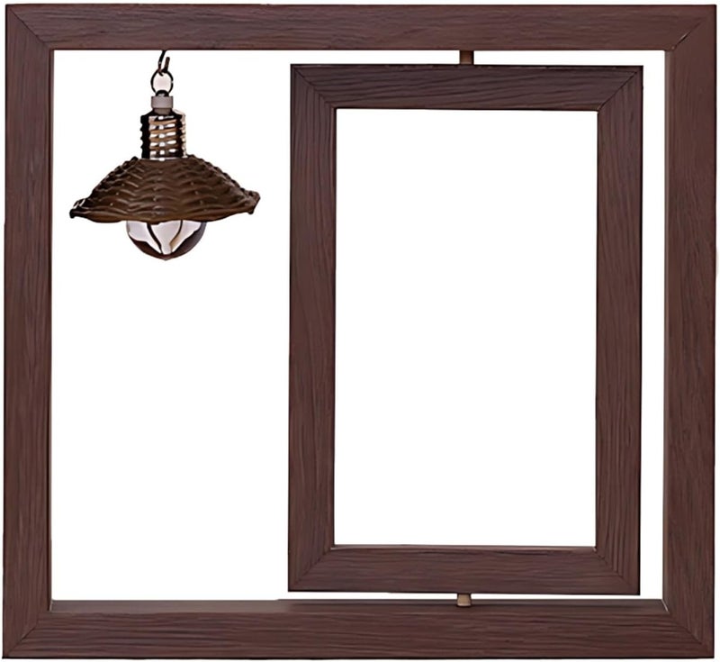 Double Sided Rotating Wooden Photo Frame with Night Light, Tabletop Decor, Pet Memorial Picture Frame, Two Photos Display - Image 1