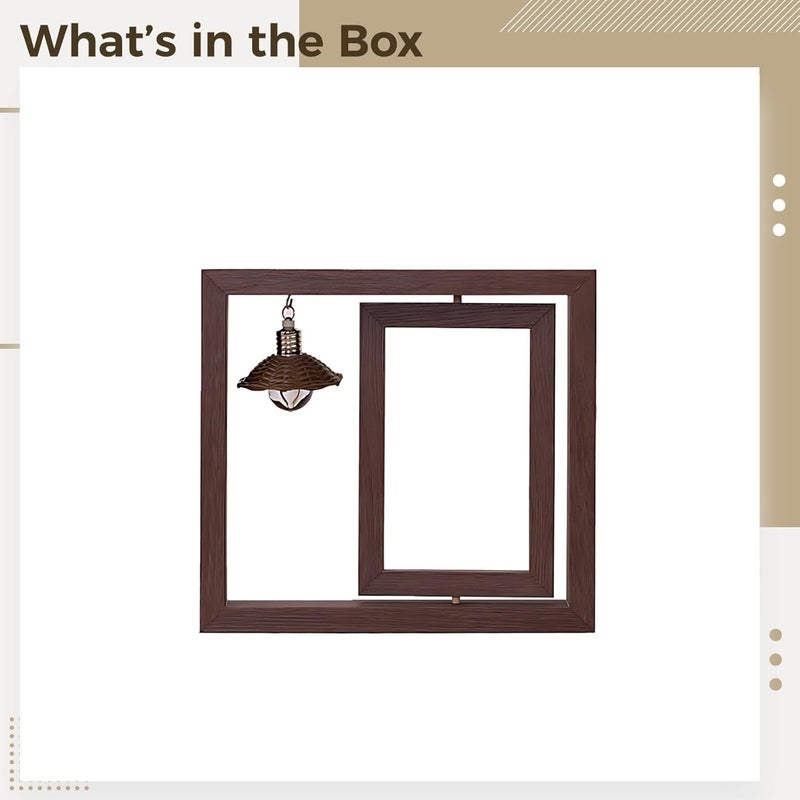 Double Sided Rotating Wooden Photo Frame with Night Light, Tabletop Decor, Pet Memorial Picture Frame, Two Photos Display - Image 4