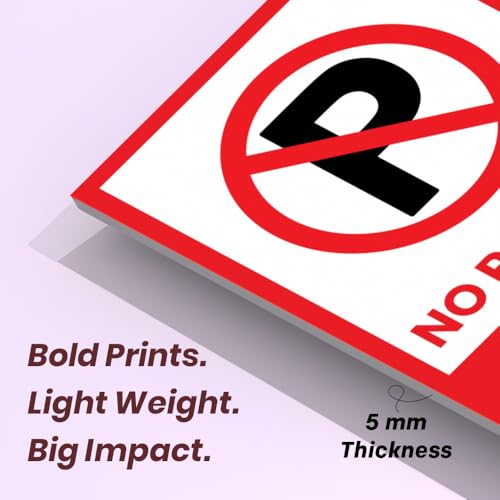 Printodelivery No Parking Sign Board 5MM Thickness 12x8Inch– Durable Vinyl Board for Gates, Parking Areas & Buildings | Office, Home, Industry, Public Places, Hospital | Indoor & Outdoor Easy Stick - Image 3