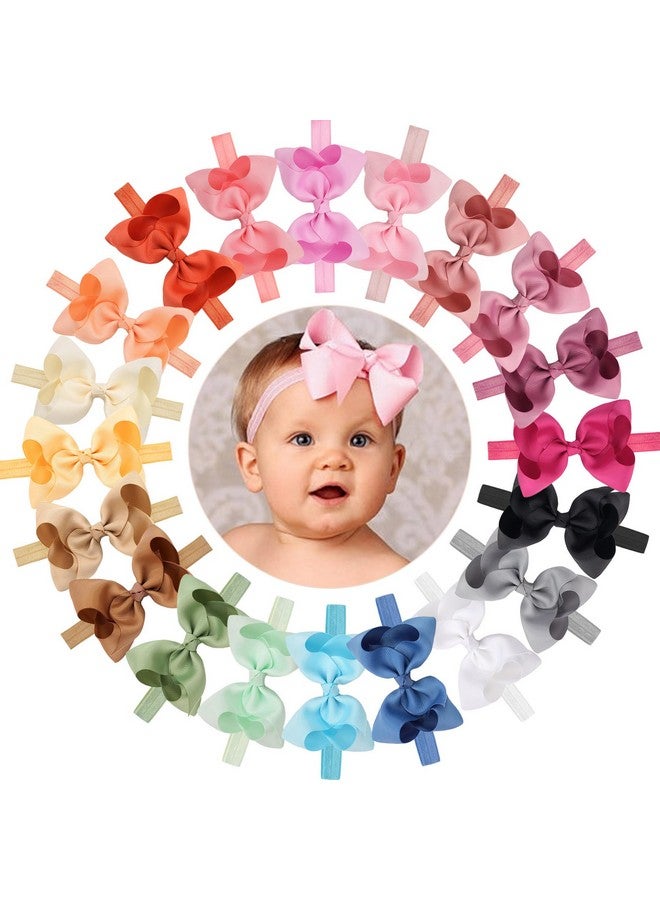 CELLOT Baby Girls Headbands Grosgrain Ribbon 4.5" Hair Bows Headband Big Bow Hair Bands For Toddler Pack Of 20 - Image 1