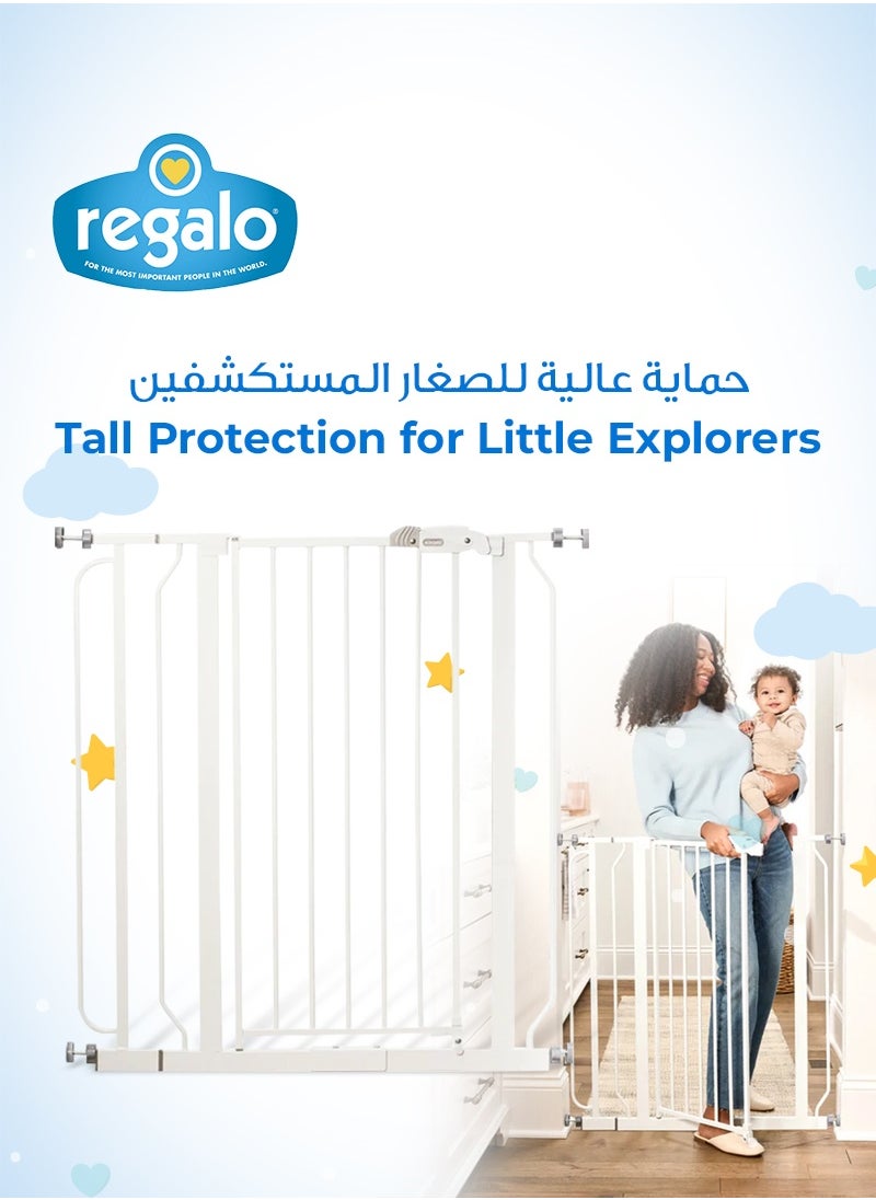 Regalo Easy Step Extra Tall Baby Gate | Adjustable Safety Gate for Doorways & Stairs | Fits 74-96 CM Wide | 76 CM Tall | Auto-Close | Pressure Mount | Secure & Durable  - Image 2