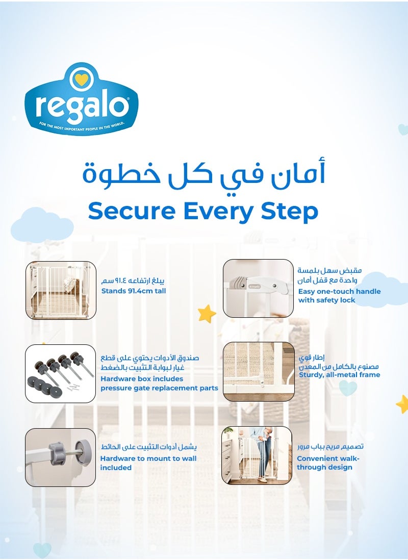 Regalo Easy Step Extra Tall Baby Gate | Adjustable Safety Gate for Doorways & Stairs | Fits 74-96 CM Wide | 76 CM Tall | Auto-Close | Pressure Mount | Secure & Durable  - Image 5