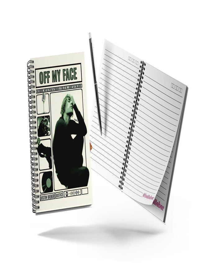 zenithink Justin Bieber Singer Wiro Journal Notebook | 80 gsm Paper With 350GSM Hard Cover | Single Ruled | Pages - 160 | Count - 1 | A5 Size | Wiro Binding | Versatile for School, Home & Office | - Image 4