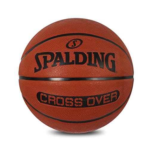 Spalding Crossover Rubber Moulded Indoor/Outdoor Basketball With Rubber Bladder, Brown, Size: 7 (Suitable for Practice/Match/Training) + Free Air Needle - Image 1