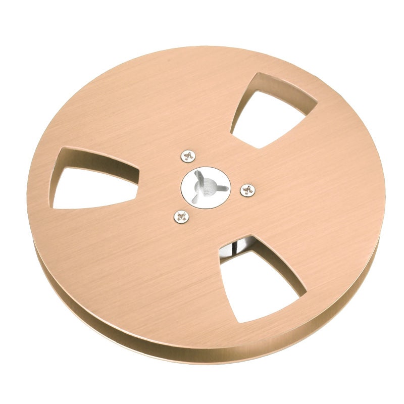 Empty Tape Reel: 5 Inch 1/4In Golden Aviation Aluminum With 3 Hole Wind Resistance Design - Stainless Steel Screws For Corrosion Resistance Takeup Reel For Reel To Reel Tape Players, Open Reel Decks - Image 4