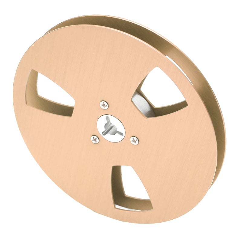 Empty Tape Reel: 5 Inch 1/4In Golden Aviation Aluminum With 3 Hole Wind Resistance Design - Stainless Steel Screws For Corrosion Resistance Takeup Reel For Reel To Reel Tape Players, Open Reel Decks - Image 5