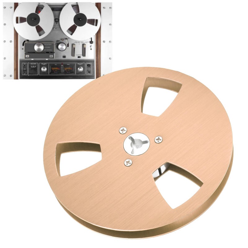 Empty Tape Reel: 5 Inch 1/4In Golden Aviation Aluminum With 3 Hole Wind Resistance Design - Stainless Steel Screws For Corrosion Resistance Takeup Reel For Reel To Reel Tape Players, Open Reel Decks - Image 2